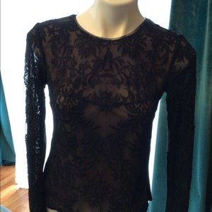 BCBGMAXAZRIA lmetallic embroidered top.